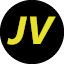 A black circle with the letters J and V in yellow.