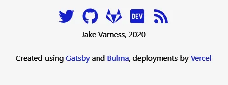 Links are as blue as the icons on the footer